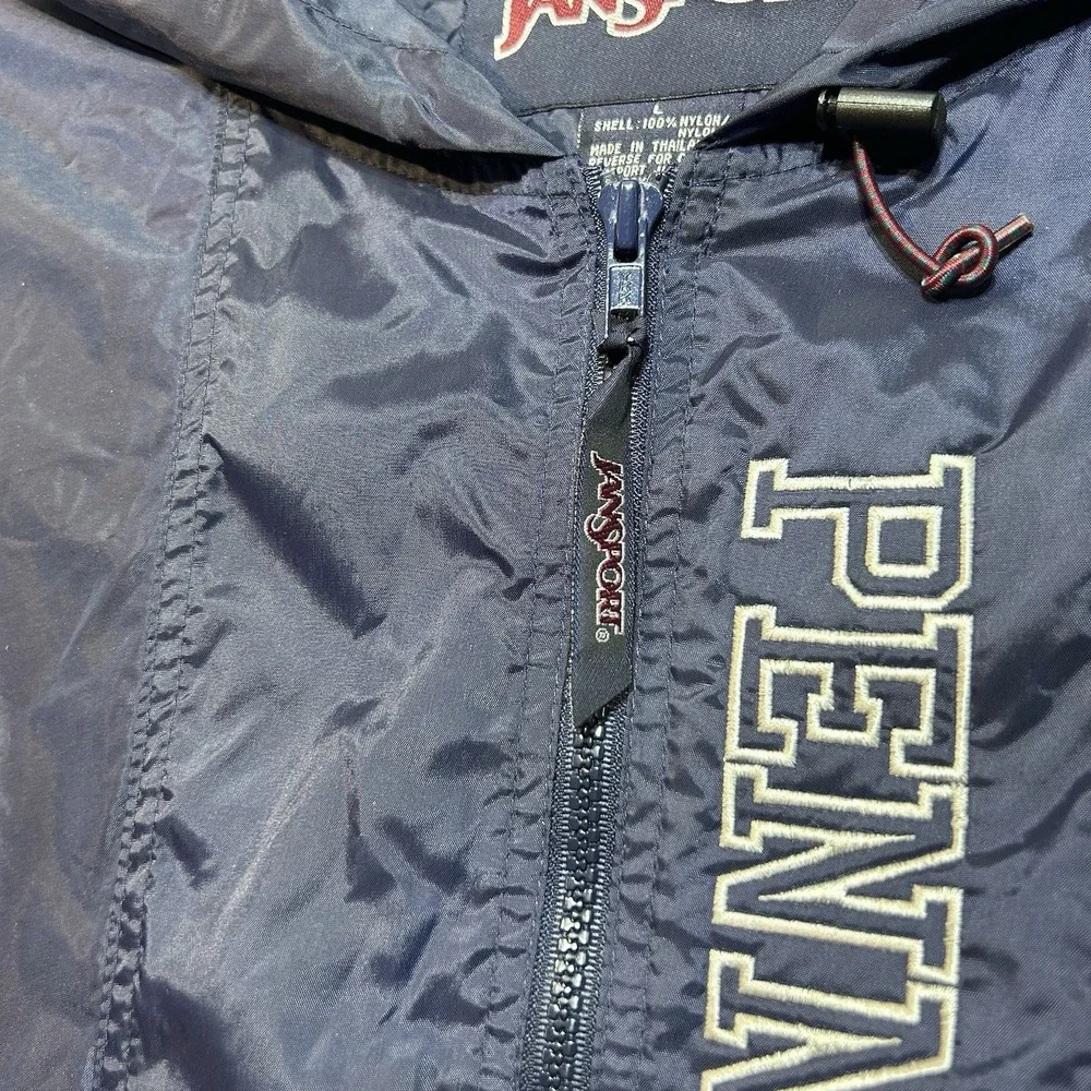 Vintage 90s JanSport Penn State Windbreaker Jacket Size Large Navy Spell Out PSU